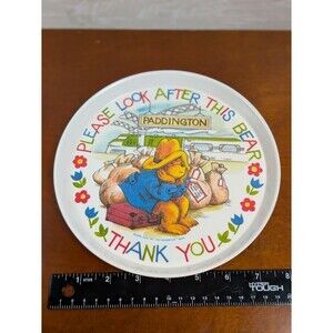 Vintage 1981 Paddington Bear SiLite Melamine Round Tray 8" Plate Eden Toys RARE